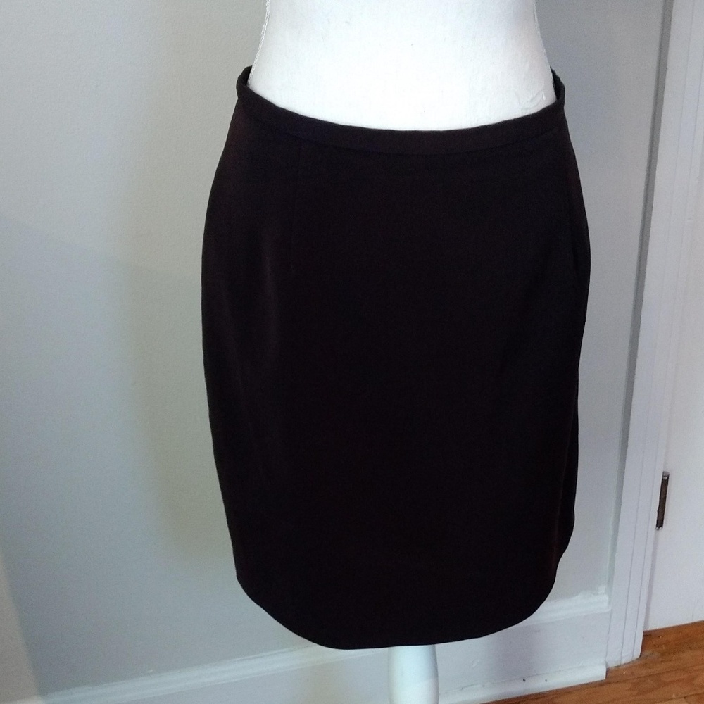 Dark Brown Lined Pencil Skirt